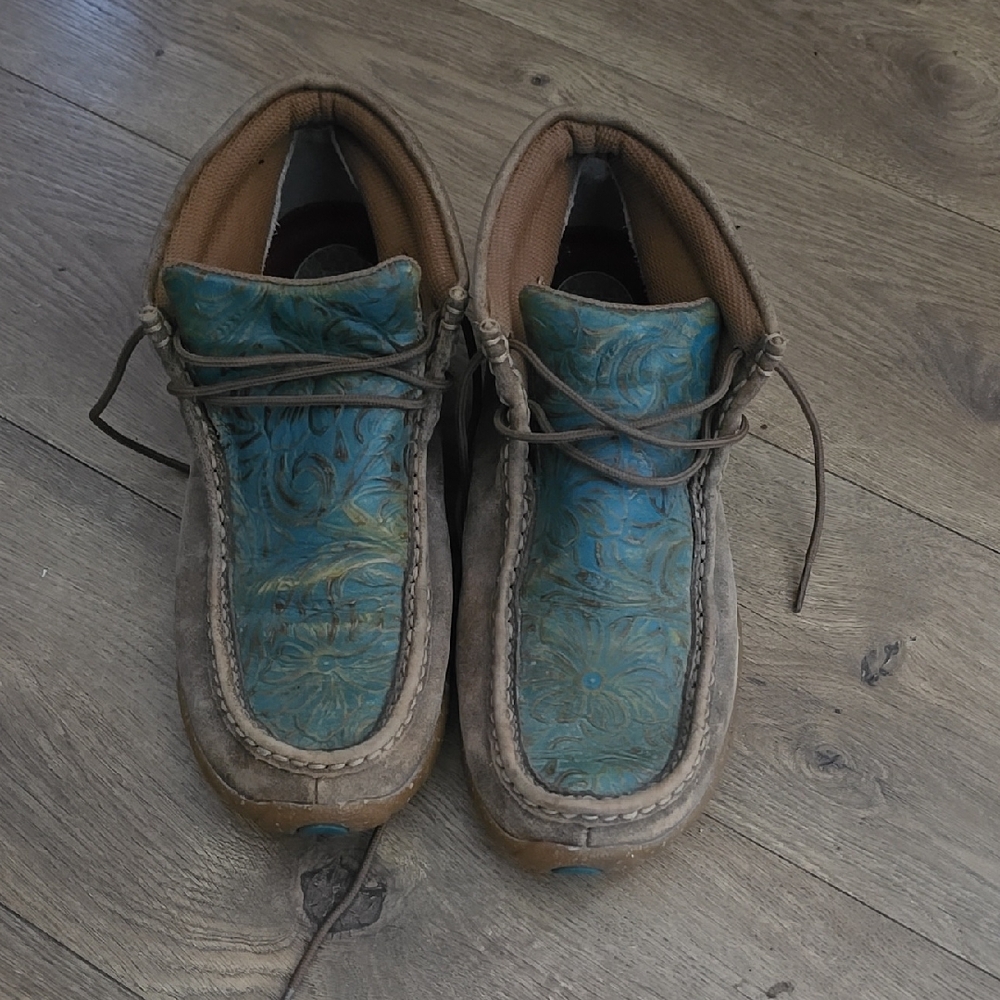 Twisted X Women's Teal and Brown Mules